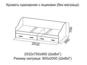 Кровать одинарная с ящиками (Без матраца 0,9*2,0) в Новом Уренгое - novyj-urengoj.магазин96.com | фото